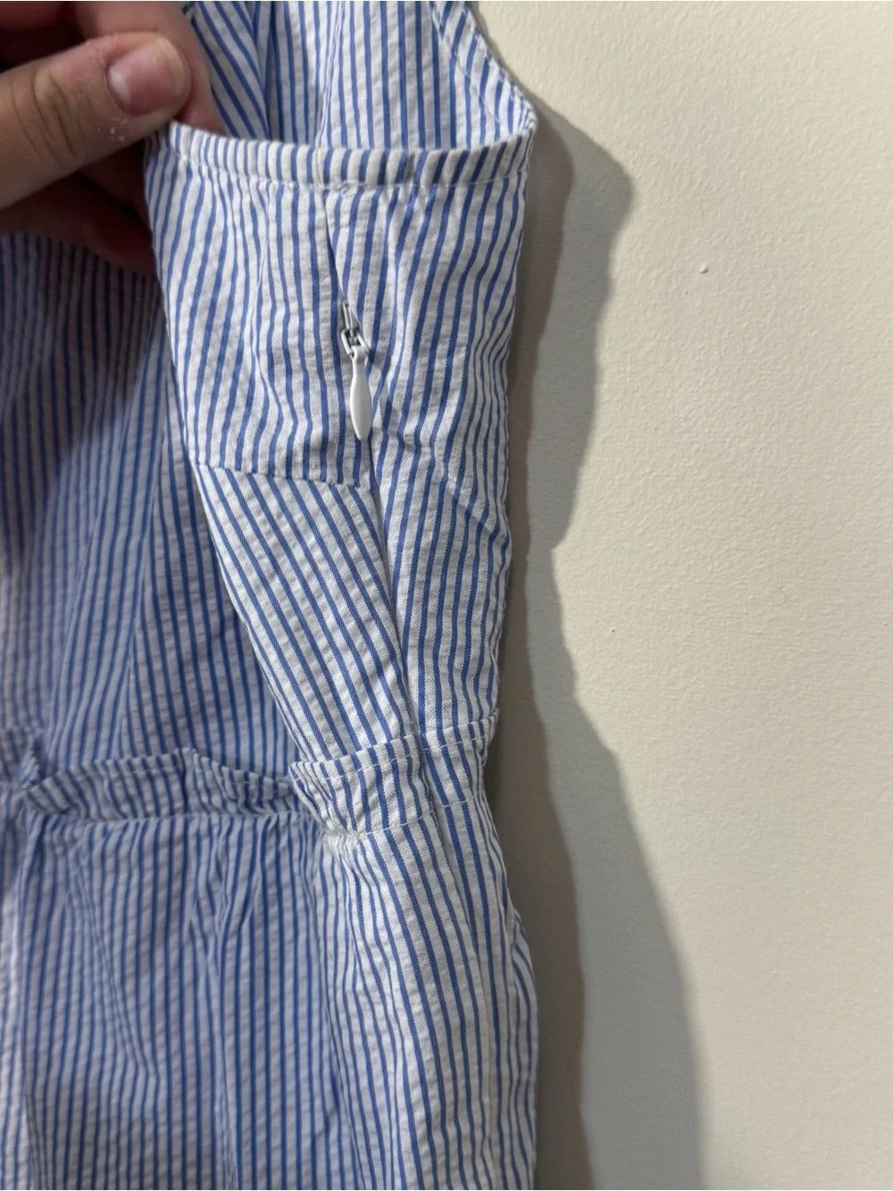 J. Crew Seersucker Tiered Ruffle Striped V-Neck Sleeveless Mini Dress